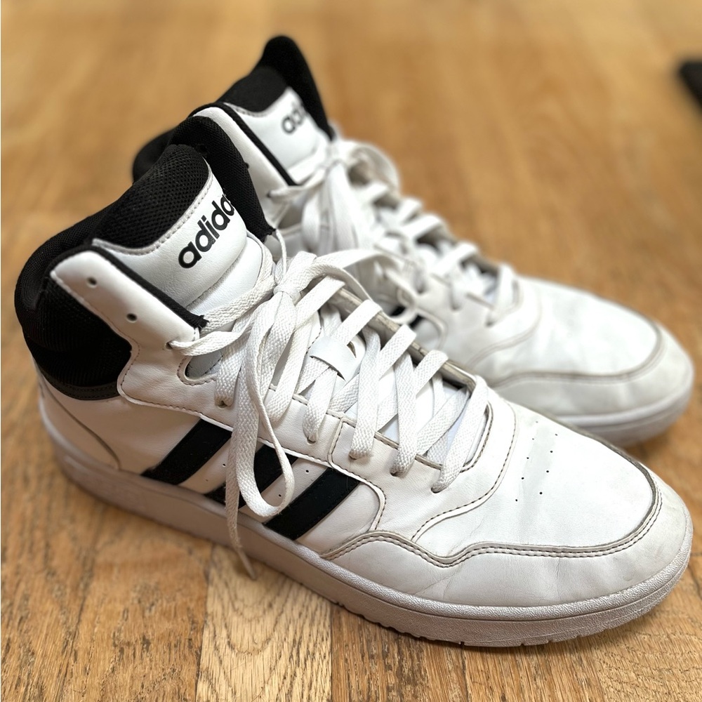 Adidas White and Black High-Tops Hoops 3.0 -Men’s 13